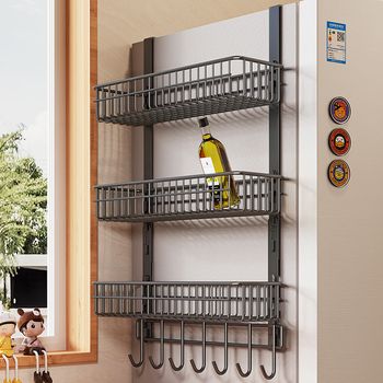 3-етажен кухненски стелаж за съхранение, карбонова стомана, матово покритие, без пробиване на дупки, максимален капацитет 10 кг