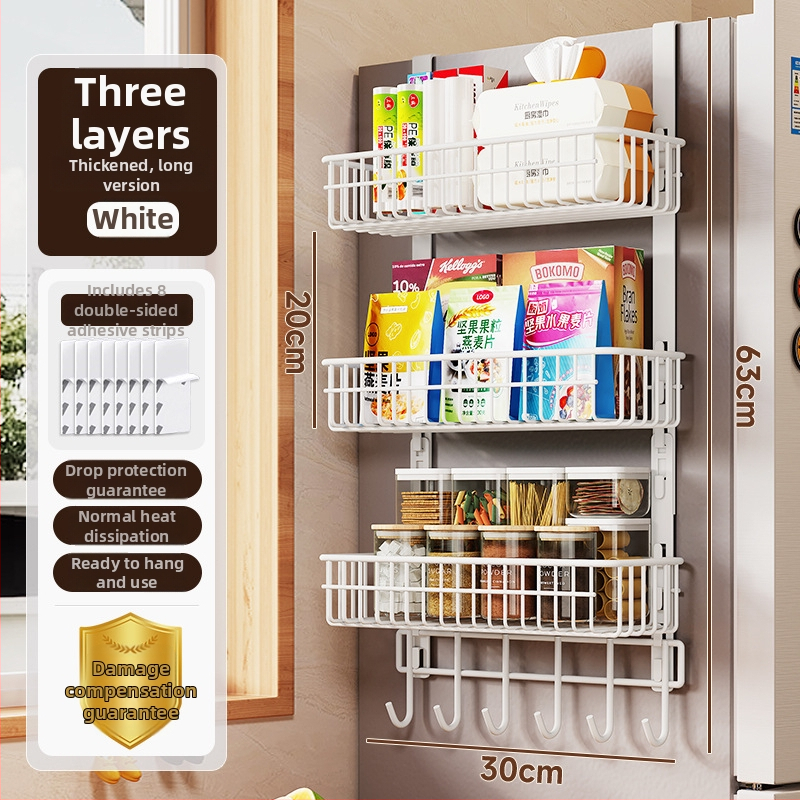 3‑podlažný kuchynský regál z uhlíkovej ocele, matný povrch, bez vŕtania, nosnosť 10 kg