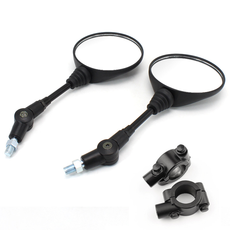 Összecsukható hátsó tükör terepjárókhoz - kör alakú tükör, fém váz, műanyag ház, furat nélküli szerelés, univerzális