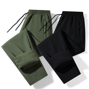 Muške zimske softshell hlače za planinarenje s fleece podstavom, vodootporne, elastične, ravni kroj, s više džepova