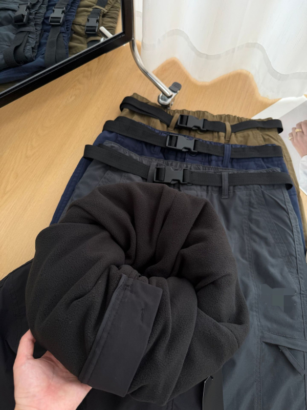 Outdoor hlače s flis podstavom, unisex, ravni kroj, visok pojas, zimske