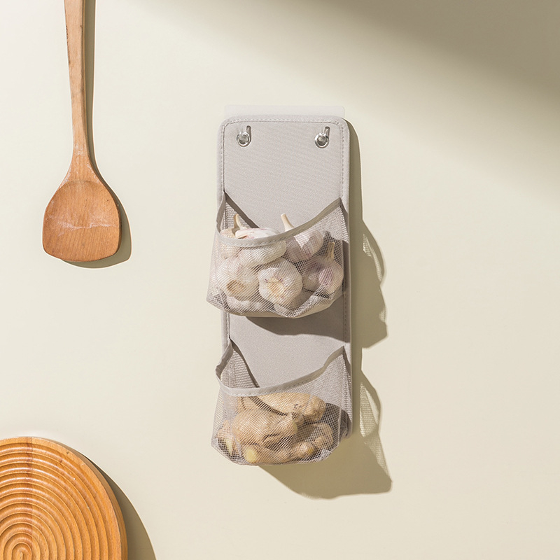 Кухненска стенна мрежеста кутия за съхранение, сгъваема без пробиване, Oxford плат, 2–3 слоя, товар до 1–1,5 кг, миеща се