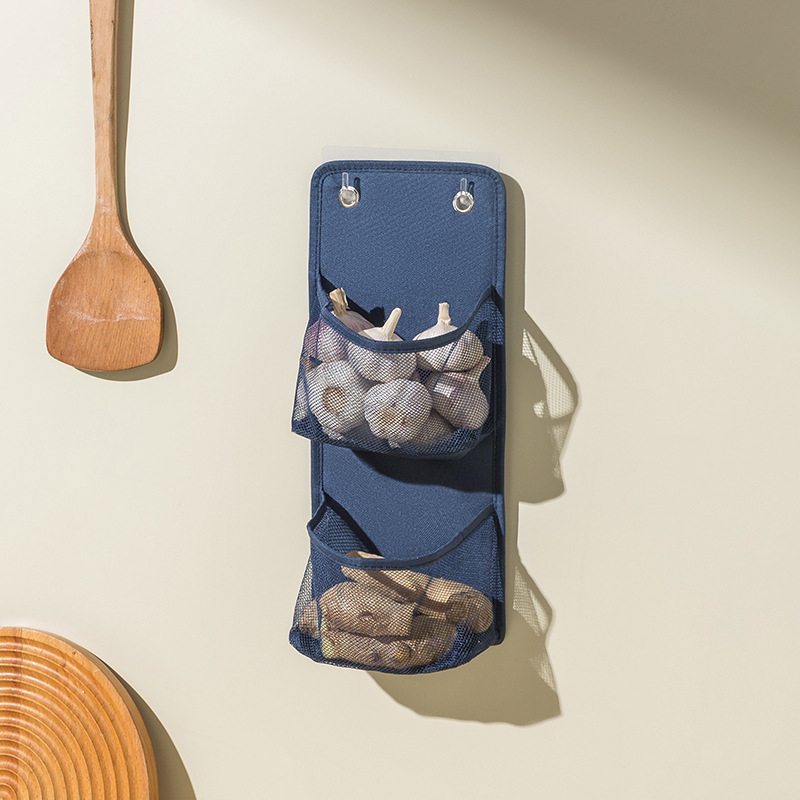 Кухненска стенна мрежеста кутия за съхранение, сгъваема без пробиване, Oxford плат, 2–3 слоя, товар до 1–1,5 кг, миеща се