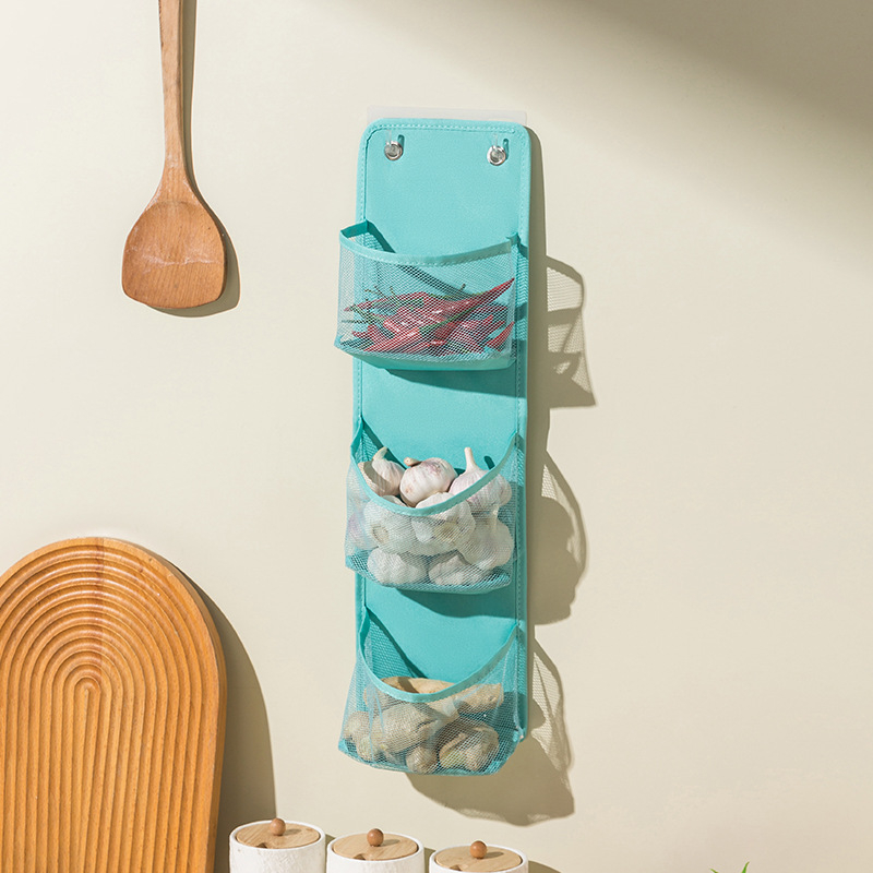 Кухненска стенна мрежеста кутия за съхранение, сгъваема без пробиване, Oxford плат, 2–3 слоя, товар до 1–1,5 кг, миеща се