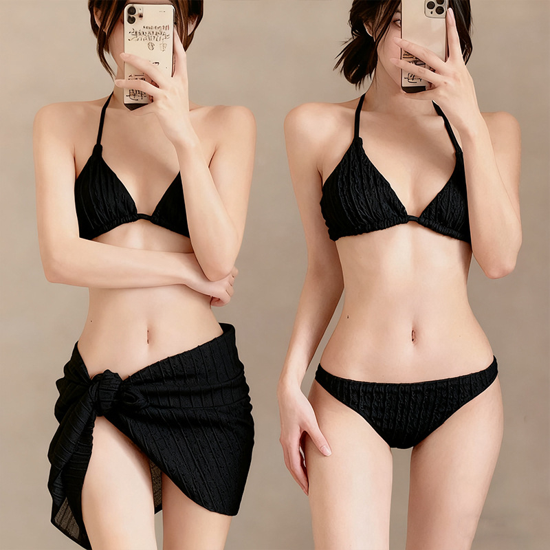 Ženski bikini set od tri komada, Insta stil, visokokvalitetan izgled, prekrivanje trbuha i mršavljenje, za odmor uz termalne izvore