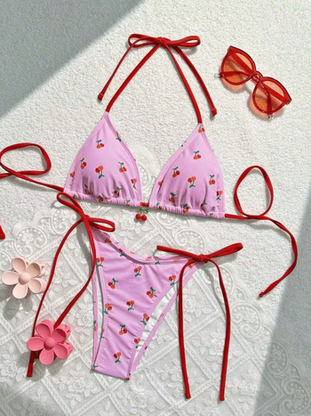 Trodijelni bikini set za žene - visok struk, otvorena leđa, bez rukava, umetak za grudnjak, poliester