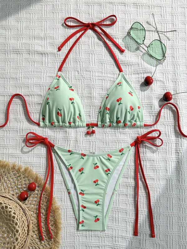 Trodijelni bikini set za žene - visok struk, otvorena leđa, bez rukava, umetak za grudnjak, poliester