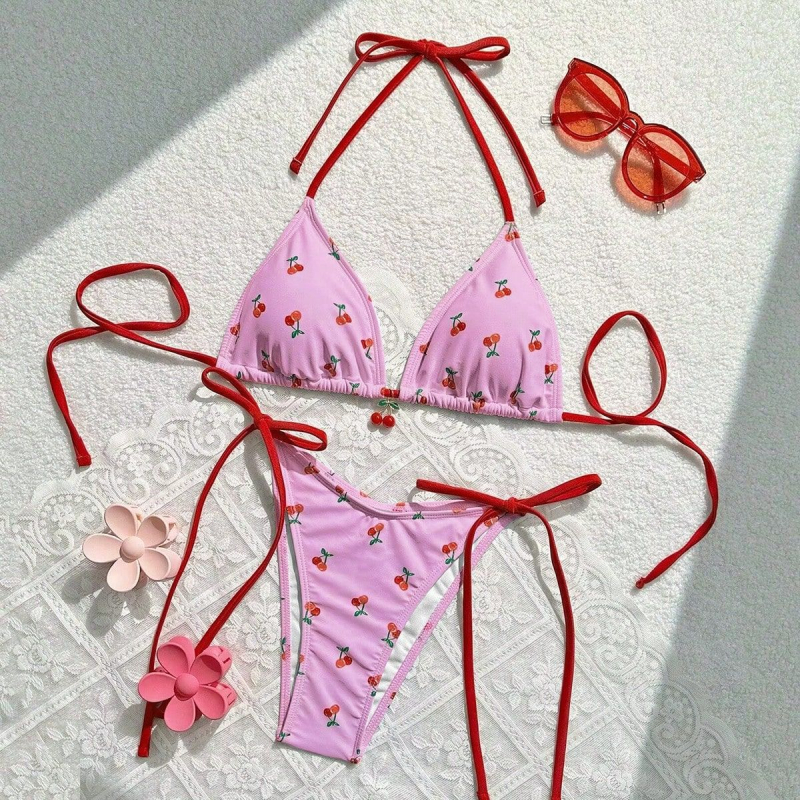 Trodijelni bikini set za žene - visok struk, otvorena leđa, bez rukava, umetak za grudnjak, poliester