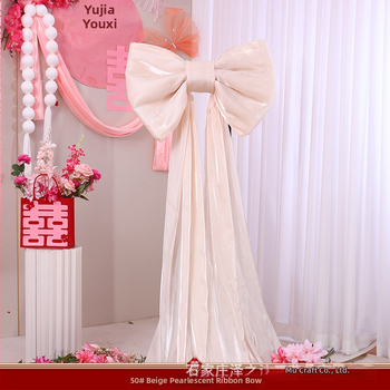 Obrovská mašľa z flokovaného materiálu, hotový výrobok na svadobnú výzdobu