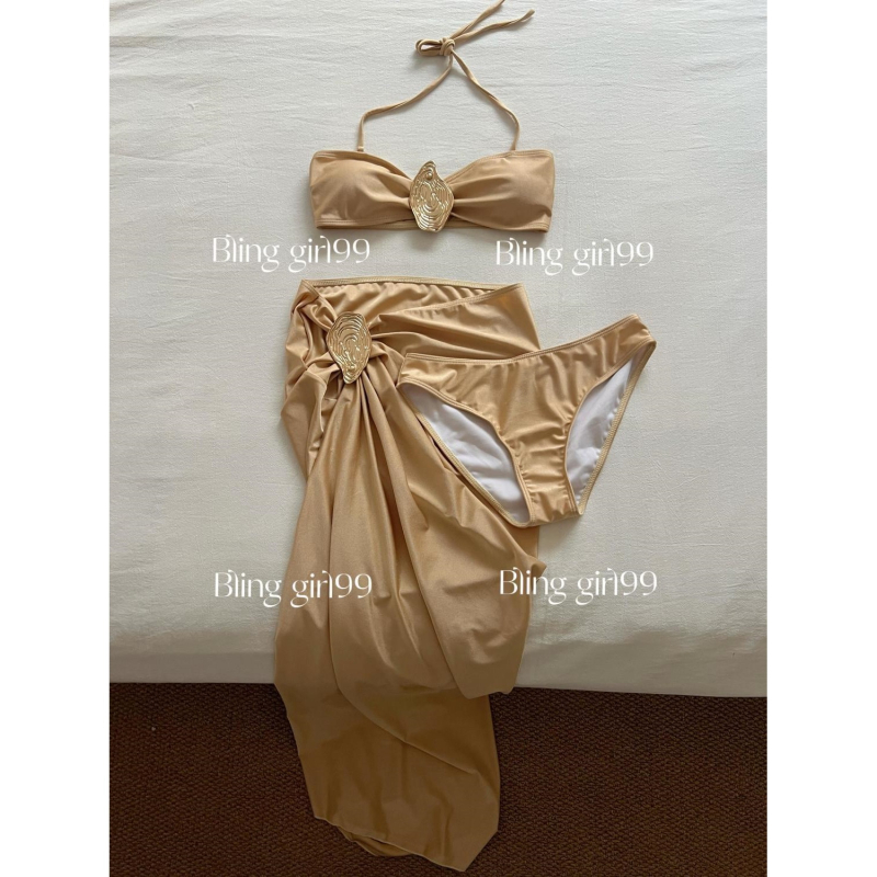 Trodijelni bikini set sa suknjom, jastučićem za grudi, najlon 71–80% tkanina, poliester podstava, brzo se suši, bez naramenica