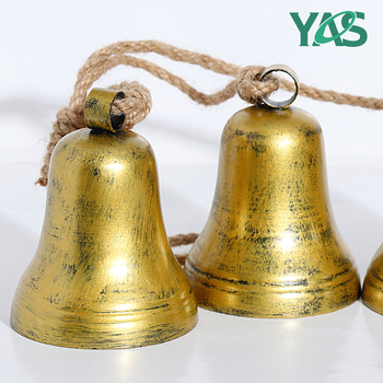 Zvono-priversak za božićno drvce s konopnim užetom, metalni retro ručni dizajn