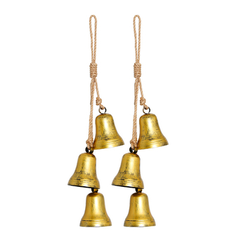 Zvono-priversak za božićno drvce s konopnim užetom, metalni retro ručni dizajn