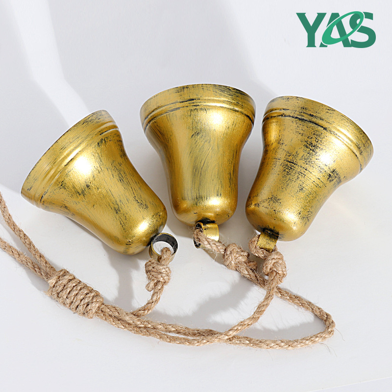 Zvono-priversak za božićno drvce s konopnim užetom, metalni retro ručni dizajn