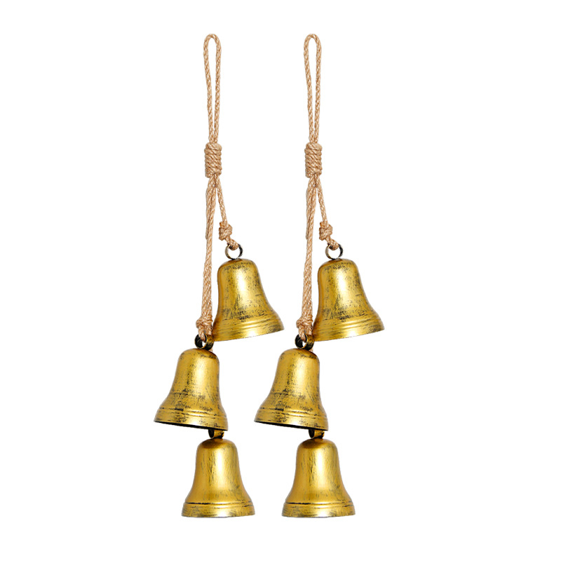 Zvono-priversak za božićno drvce s konopnim užetom, metalni retro ručni dizajn