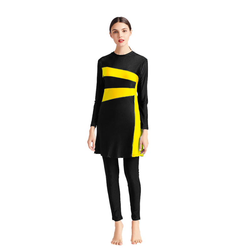 Тричастен бански комплект за жени с качулка, с пасващ дизайн, бързосъхнещ, висок еластичен плат (полиестер със спандекс), с чашки без метална опора