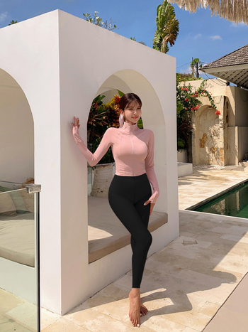 Ženski trodijelni kupaći set za zaštitu od sunca, s dugim rukavima i dugim hlačama, materijal Nylon-Spandex (82% Nylon, 15% Spandex), jastučić za prsa (bez underwire)
