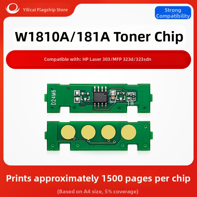 Brojački čip za HP W1810A/W1810X i W1816A — Kompatibilan s Laser 303/MFP 323D; originalni modeli W1810a/181a, W1810x/181x, W1816a; kapacitet ispisa: kompaktni čip 1.5k/3k stranica, čip tonera 10k stranica