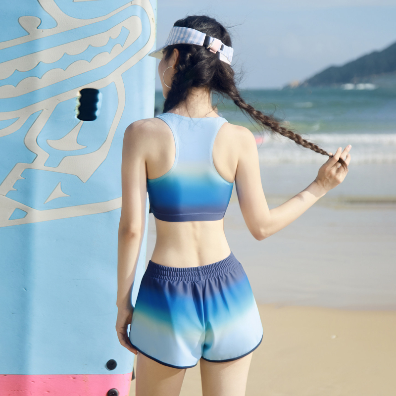 Odvojeni kupaći set - dugi rukavi, zaštita od sunca, punjene košarice, gradientni uzorak, 82% Spandex