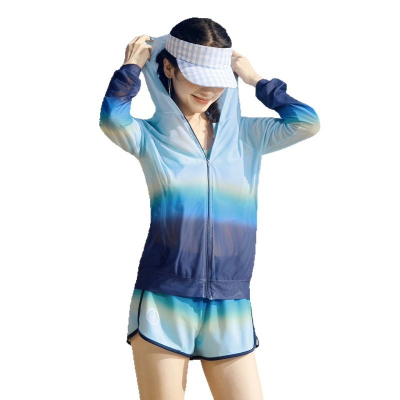 Odvojeni kupaći set - dugi rukavi, zaštita od sunca, punjene košarice, gradientni uzorak, 82% Spandex