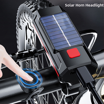 Solarna prednja svjetiljka za bicikl s klaxonima i stražnjom svjetlošću, USB-C, 1800mAh, nosač remena, off-road vožnja, PG-0538