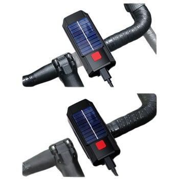 Solarna prednja svjetiljka za bicikl s klaxonima i stražnjom svjetlošću, USB-C, 1800mAh, nosač remena, off-road vožnja, PG-0538