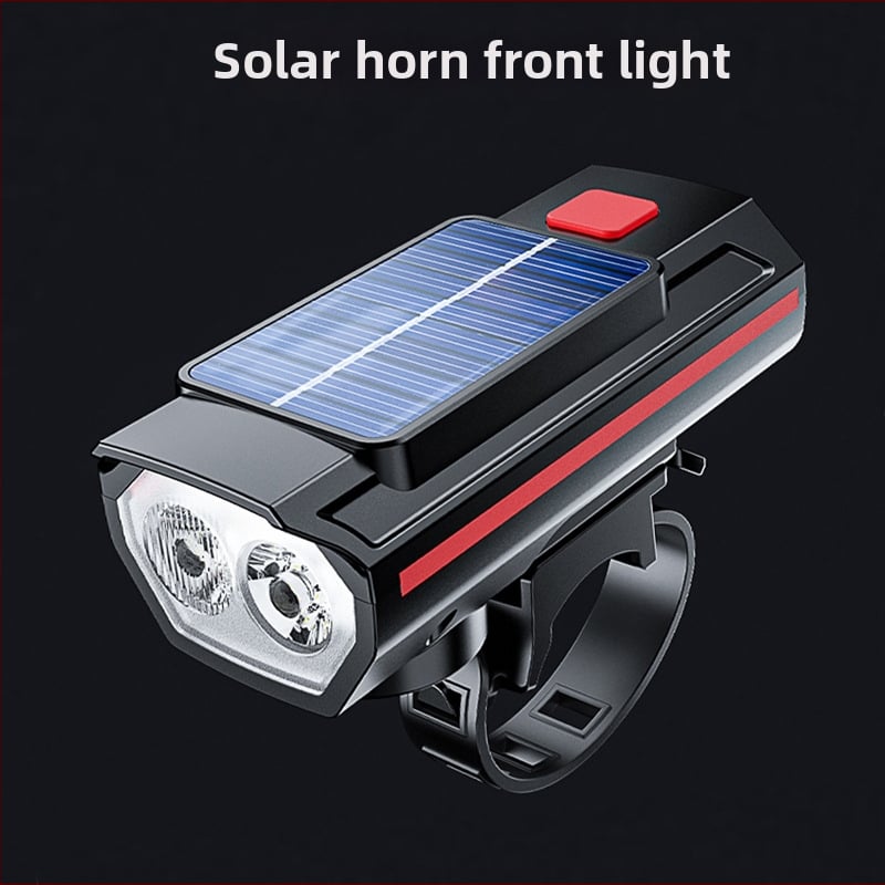 Solarna prednja svjetiljka za bicikl s klaxonima i stražnjom svjetlošću, USB-C, 1800mAh, nosač remena, off-road vožnja, PG-0538