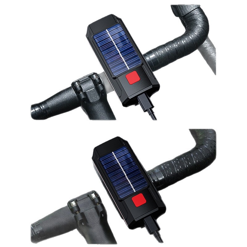 Solarna prednja svjetiljka za bicikl s klaxonima i stražnjom svjetlošću, USB-C, 1800mAh, nosač remena, off-road vožnja, PG-0538