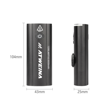 Prednje svjetlo za planinski bicikl s tri LED, vodootporno aluminijsko kućište, 3000 mAh, USB Type-C