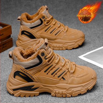 Muške Martin čizme za zimu: plišasta podstava, PU gornji dio, gumeni potplat, dizajn povećanja visine, protuklizna potplat