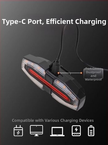Forever svjetlo za bicikl sa stražnjim svjetlom i daljinskim signalom za planinski bicikl – noćno osvjetljenje USB-C punjenje