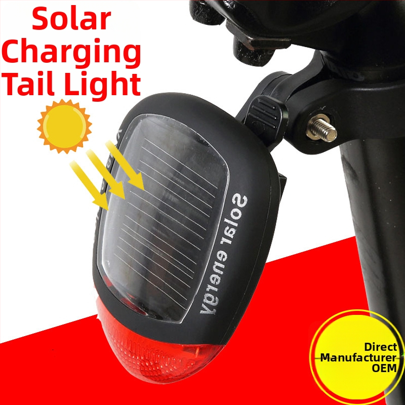 Solarna stražnja svjetiljka za bicikl, 2 LED, upozoravajuće svjetlo za noćnu vožnju