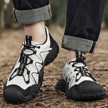 Pantofi de drumeție pentru bărbați, cu protecție a degetelor, respirabili, antiderapare, toamnă, partea superioară din fibre speciale