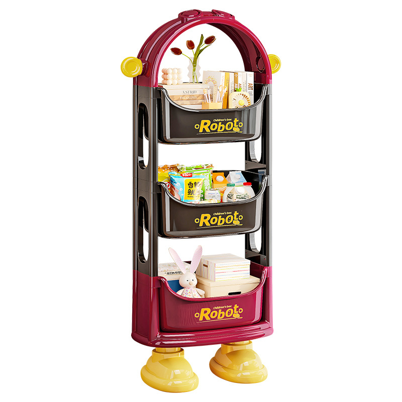 Etajeră de depozitare din PP, trei etaje, cu roți, pentru living și birou; asamblare necesară