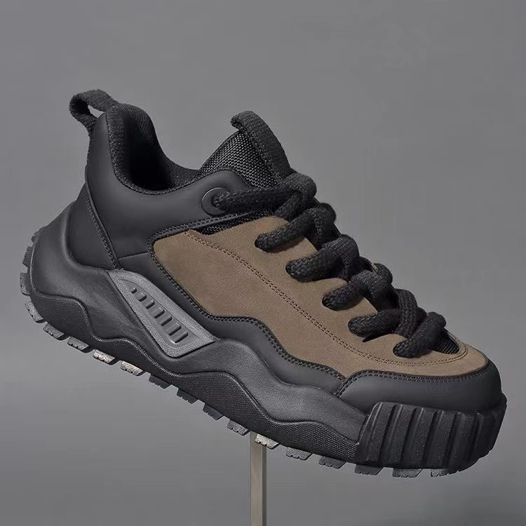 Pantofi sport casual pentru bărbați, stil coreean, pentru toamnă-iarnă, închidere cu șiret în față, partea superioară din piele sintetică, căptușeală din plasă, talpă din material compozit, toc mediu 3-5 cm