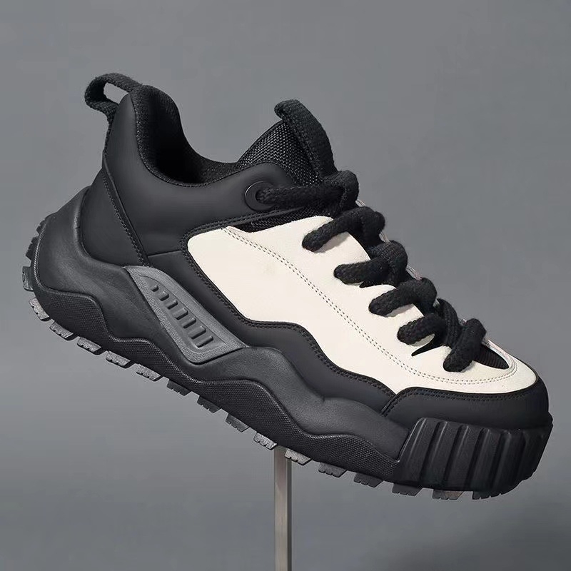 Pantofi sport casual pentru bărbați, stil coreean, pentru toamnă-iarnă, închidere cu șiret în față, partea superioară din piele sintetică, căptușeală din plasă, talpă din material compozit, toc mediu 3-5 cm