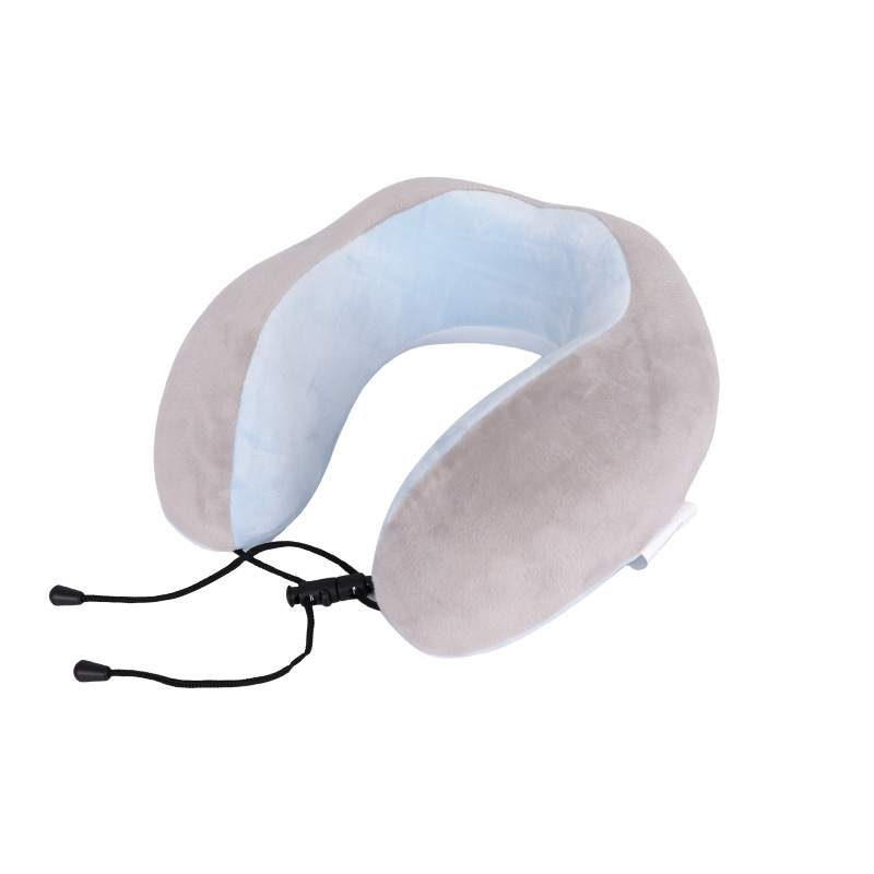 Μάξιλαράκι λαιμού U-σχήματος για ταξίδια από μνήμης αφρό, αεροπλάνο; ύφασμα Silver Fox Velvet; μοντέρνα απλότητα; κατάλληλο για παιδιά, ενήλικες και ηλικιωμένους