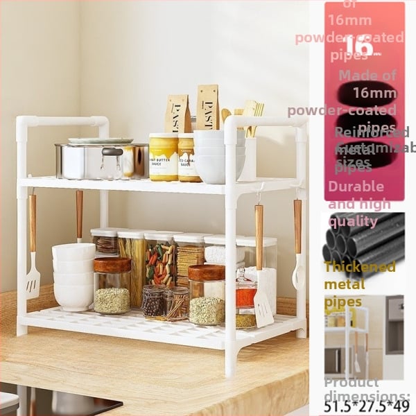 Prijenosni plastični višenamjenski regał za pohranu za kuhinju i mikrovalnu, višeslojni, premještiv, otporan na vlagu