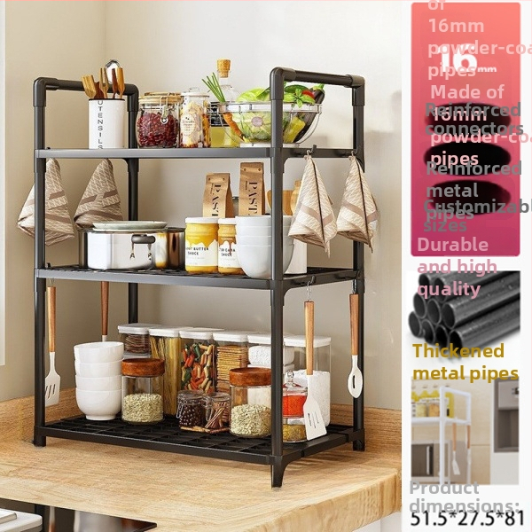 Prijenosni plastični višenamjenski regał za pohranu za kuhinju i mikrovalnu, višeslojni, premještiv, otporan na vlagu