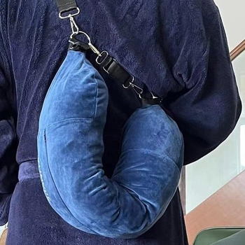 Putni napuhavajući jastuk za vrat, U-oblik, s vrećom za pohranu, punjenje plinom, Spandex tkanina