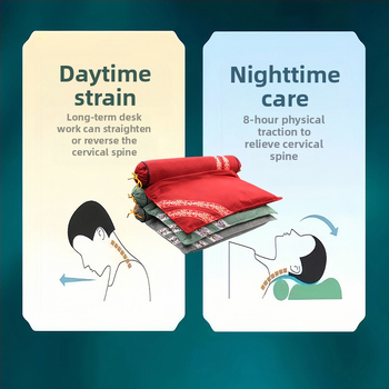 Hongzhaotang Mugwort jednovrstvový krčný vankúš s nafukovacou teplou kompresiou, U-tvarovaný valcový krčný vankúš, bavlna a ľan