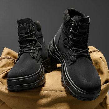 Muške Martin čizme — zimske, visoke, debeli gumeni potplat, PU gornji dio, okrugli vrh, dišuće, obuća s protivkliznom