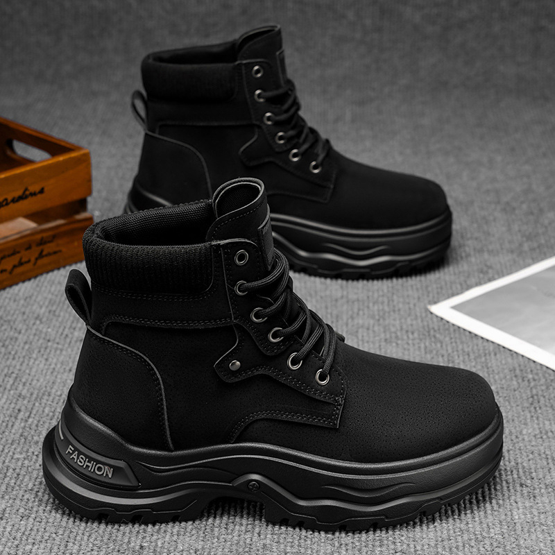 Muške Martin čizme — zimske, visoke, debeli gumeni potplat, PU gornji dio, okrugli vrh, dišuće, obuća s protivkliznom