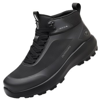 Pantofi de drumeție pentru bărbați, bocanci cu înălțime mare, talpă groasă, șireturi, material superior: super fiber și fly weave, talpă din poliuretan, toc mediu 3-5 cm