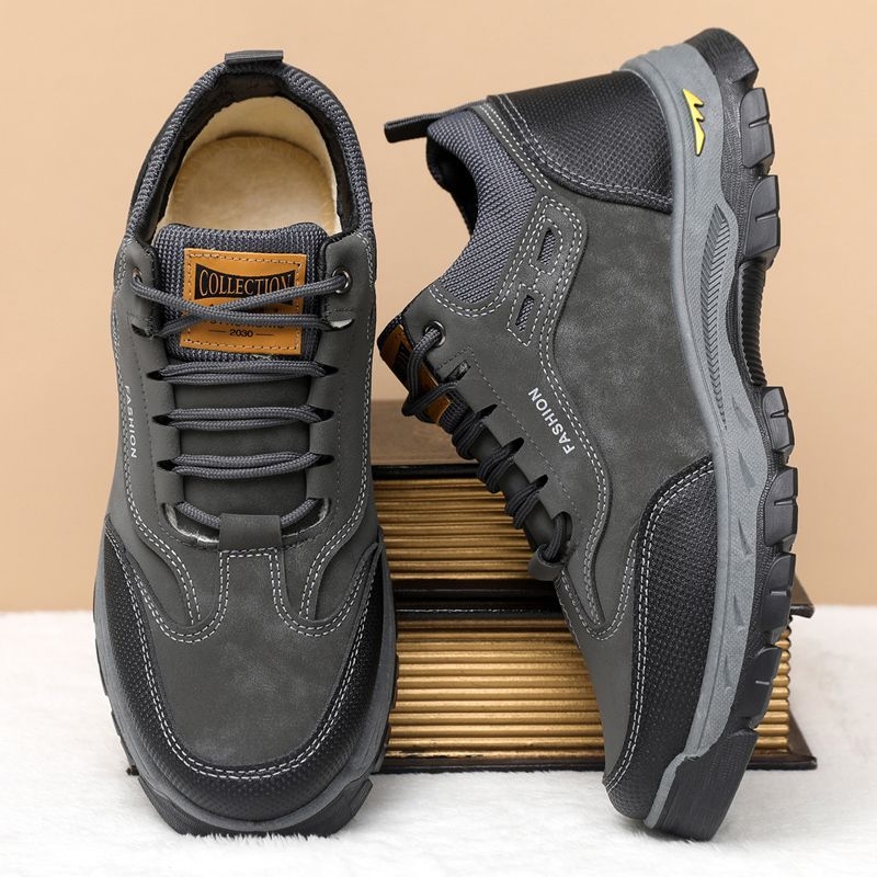 Pantofi sport pentru bărbați, cu căptușeală fleece pentru iarnă, impermeabili, casual, cu șireturi, talpă EVA