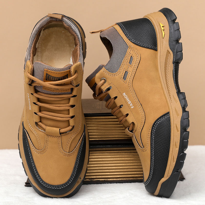 Pantofi sport pentru bărbați, cu căptușeală fleece pentru iarnă, impermeabili, casual, cu șireturi, talpă EVA