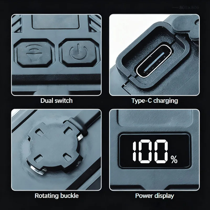 Lumină frontală pentru bicicletă, pentru plimbări nocturne, rezistentă la apă, baterie 1500 mAh, încărcare USB-C, fixare cu curea, potrivită pentru MTB și biciclete de drum