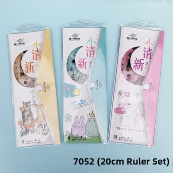 Sada štyroch priehľadných plastových pravítek s karikatúrnym dizajnom pre žiakov základných škôl
