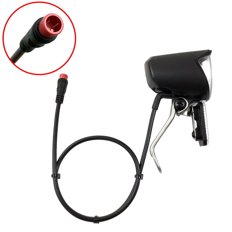 Far frontal LED pentru scuter DH004 — conector impermeabil, montaj cu șuruburi