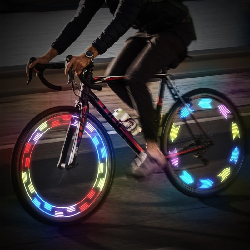 Svjetlo za felgu bicikla, 14 LED, prekidač, svjetlo za šipke, dvostrano, noćna vožnja