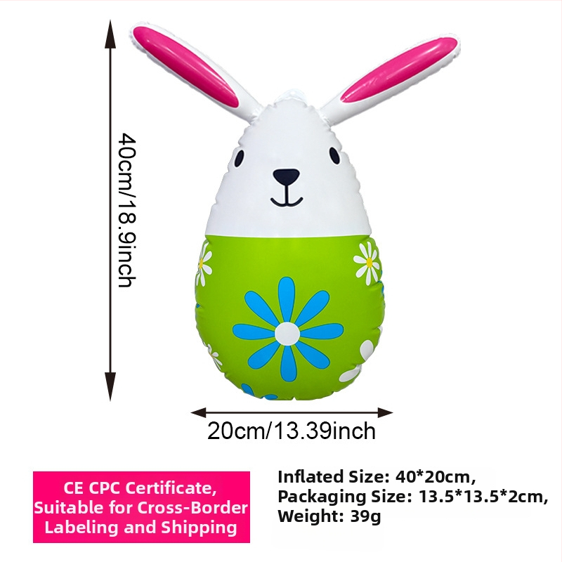 Mingyang nafukovací zajačik Veľkonočné vajíčka dekor PVC pre vonkajšie festivaly a kempovanie, interaktívna hračka pre vek 7–14 rokov